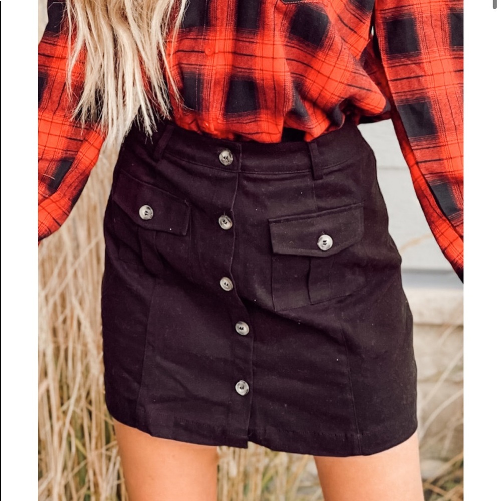 Black button up skirt